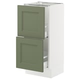 SEKTION / MAXIMERA Base cabinet with 2 drawers, white/Axstad gray-green, 15x15x30 "