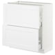 A white SEKTION kitchen cabinet with two drawers and a shelf. It has a sleek, modern design with a smooth finish.