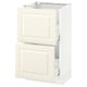 An off-white SEKTION kitchen cabinet with bevelled edges and two drawers, made of fiberboard and particleboard, featuring a traditional design.