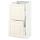 WhiteSEKTION kitchen cabinet with two off-white bodbyn drawers. Square and sleek design, modern traditional look.