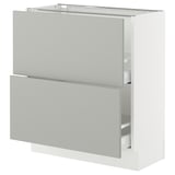 SEKTION / MAXIMERA Base cabinet with 2 drawers, white/Havstorp light gray, 30x15x30 "