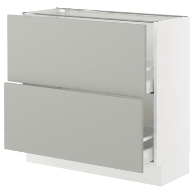 SEKTION / MAXIMERA Base cabinet with 2 drawers, white/Havstorp light gray, 36x15x30 "