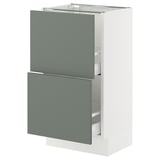 SEKTION / MAXIMERA Base cabinet with 2 drawers, white/Nickebo matt grey-green, 18x15x30 "