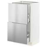 SEKTION / MAXIMERA Base cabinet with 2 drawers, white/Nogsta stainless steel, 18x15x30 "