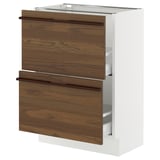 SEKTION / MAXIMERA Base cabinet with 2 drawers, white/Stensta dark brown ash veneer, 24x15x30 "