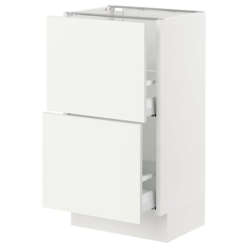 SEKTION white kitchen cabinet with two drawers, sleek modern design.