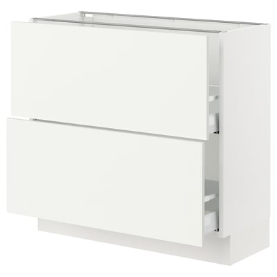 SEKTION / MAXIMERA Base cabinet with 2 drawers, white/Vallstena white, 36x15x30 "