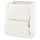 A white SEKTION kitchen cabinet with two drawers and a door.