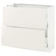 A white SEKTION kitchen cabinet with a smooth, modern design. It a drawer and a door.