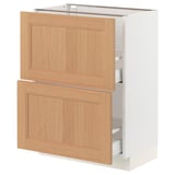 SEKTION / MAXIMERA Base cabinet with 2 drawers, white/Vedhamn oak, 24x15x30 "