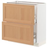 SEKTION / MAXIMERA Base cabinet with 2 drawers, white/Vedhamn oak, 30x15x30 "
