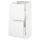 SEKTION kitchen cabinet in white with integrated handles, modern and sleek design, made from particleboard and steel.