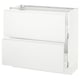 This image shows a white SEKTION kitchen cabinet with a sleek, modern design, featuring smooth surfaces and clean lines.