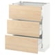An ikea SEKTION kitchen cabinet with three wood-patterned drawers in light ash.