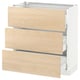 SEKTION kitchen unit with three light wood drawers and white frame.