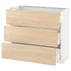 A SEKTION kitchen cabinet with three light ashwood drawers and a white frame.