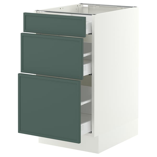 SEKTION / MAXIMERA Base cabinet with 3 drawers, white/Aspudden dark gray-green, 18x24x30 "