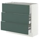 SEKTION / MAXIMERA Base cabinet with 3 drawers, white/Aspudden dark gray-green, 36x15x30 "