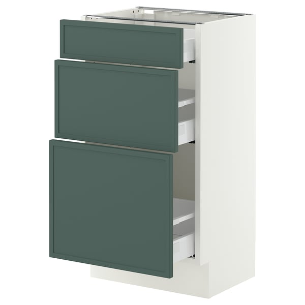 SEKTION / MAXIMERA Base cabinet with 3 drawers, white/Aspudden dark gray-green, 18x15x30 "