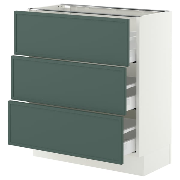 SEKTION / MAXIMERA Base cabinet with 3 drawers, white/Aspudden dark gray-green, 30x15x30 "