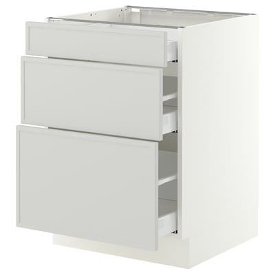 SEKTION / MAXIMERA Base cabinet with 3 drawers, white/Aspudden light gray, 24x24x30 "