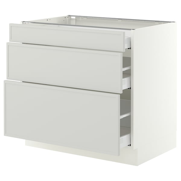 SEKTION / MAXIMERA Base cabinet with 3 drawers, white/Aspudden light gray, 36x24x30 "