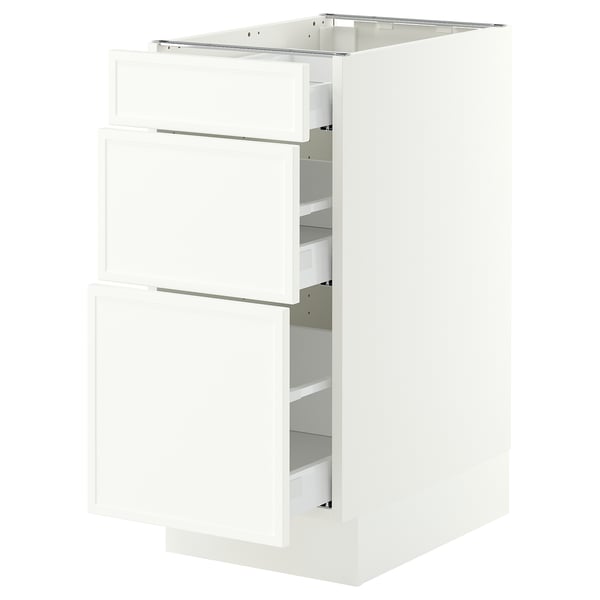 SEKTION / MAXIMERA Base cabinet with 3 drawers, white/Aspudden matt white, 15x24x30 "