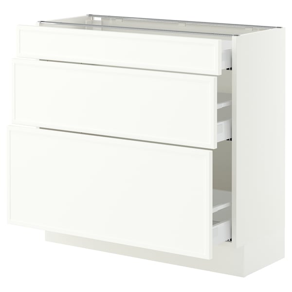 SEKTION / MAXIMERA Base cabinet with 3 drawers, white/Aspudden matt white, 36x15x30 "