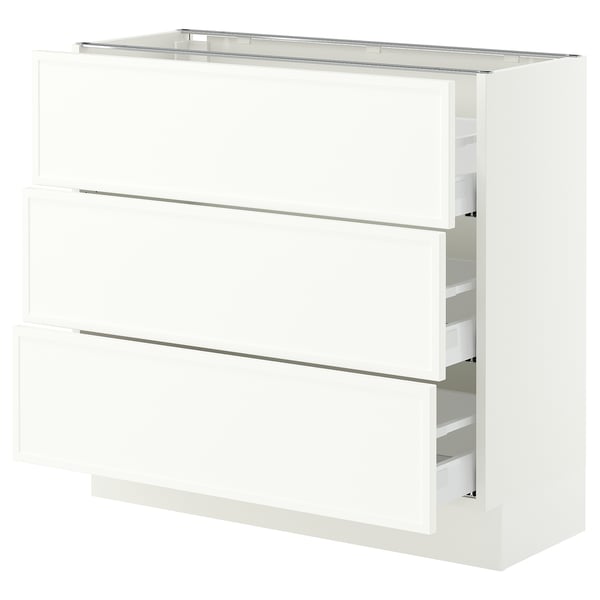 SEKTION / MAXIMERA Base cabinet with 3 drawers, white/Aspudden matt white, 36x15x30 "