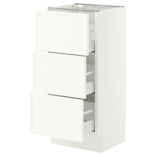 SEKTION / MAXIMERA Base cabinet with 3 drawers, white/Aspudden matt white, 15x15x30 "