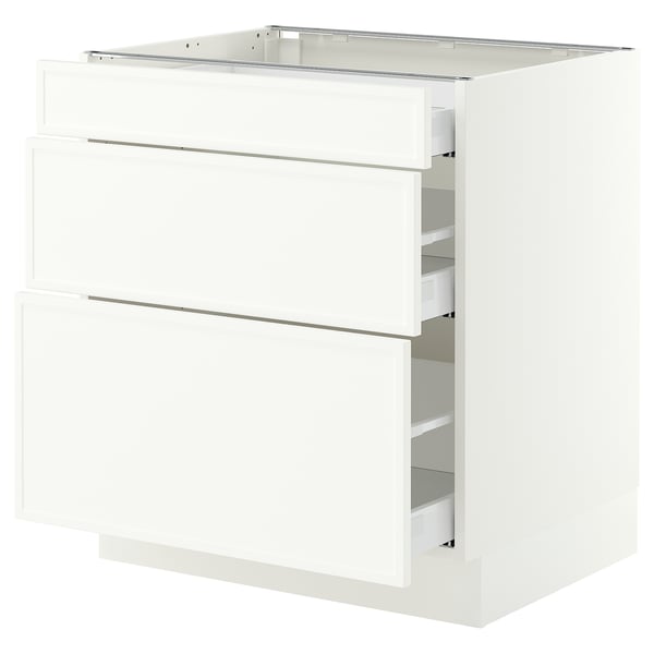 SEKTION / MAXIMERA Base cabinet with 3 drawers, white/Aspudden matt white, 30x24x30 "