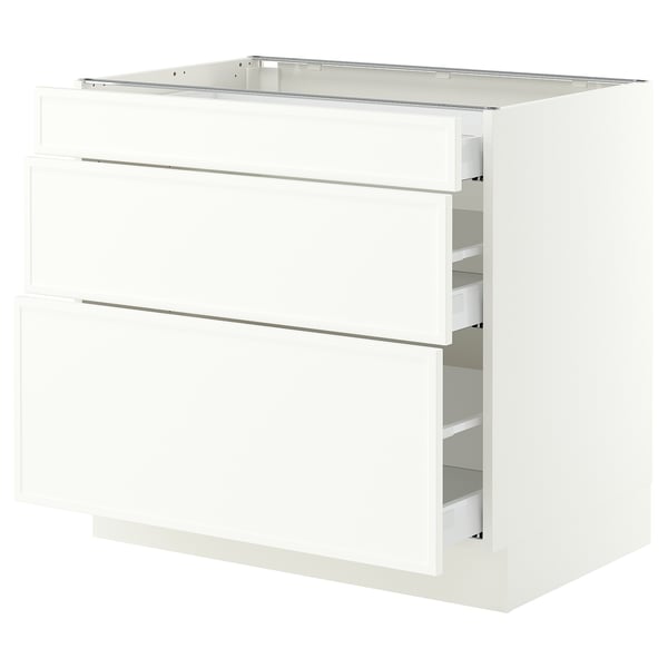 SEKTION / MAXIMERA Base cabinet with 3 drawers, white/Aspudden matt white, 36x24x30 "