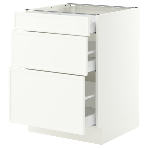 SEKTION / MAXIMERA Base cabinet with 3 drawers, white/Aspudden matt white, 24x24x30 "