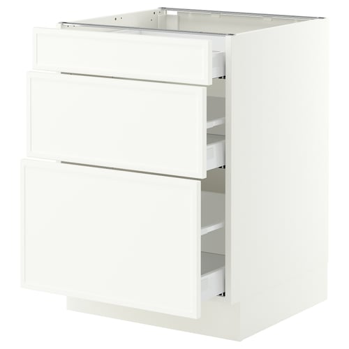 SEKTION / MAXIMERA Base cabinet with 3 drawers, white/Aspudden matt white, 24x24x30 "