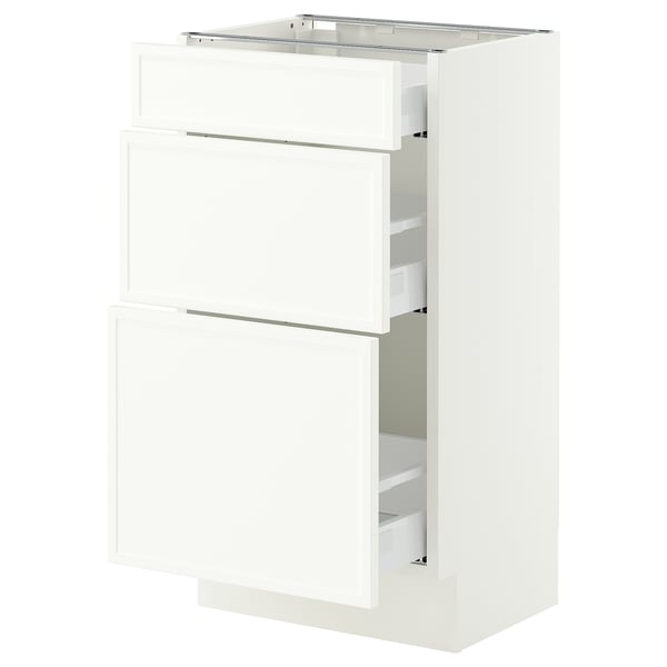SEKTION / MAXIMERA Base cabinet with 3 drawers, white/Aspudden matt white, 18x15x30 "