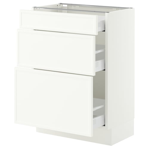 SEKTION / MAXIMERA Base cabinet with 3 drawers, white/Aspudden matt white, 24x15x30 "
