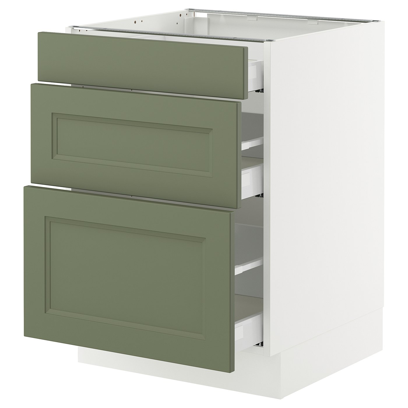 SEKTION / MAXIMERA base cabinet with 3 drawers, white/Axstad gray