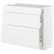A white SEKTION kitchen cabinet with drawers and shelves. The design is sleek and modern.