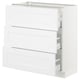 SEKTION white kitchen cabinets, sleek and modern design with three drawers and two doors.