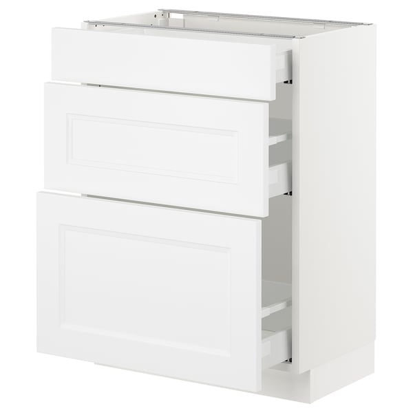 White SEKTION kitchen cabinet, rectangular with two drawer fronts, part of IKEAs kitchen system.