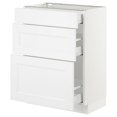 White SEKTION kitchen cabinet, rectangular with two drawer fronts, part of IKEAs kitchen system.