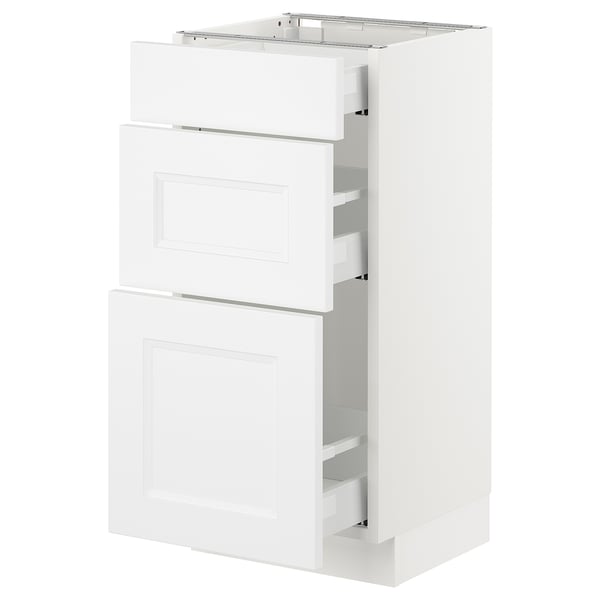 SEKTION white kitchen cabinet with 3 drawers.