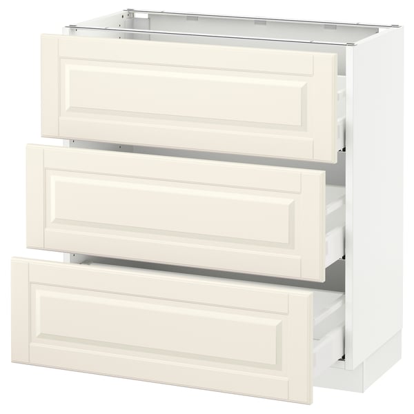 SEKTION kitchen unit in off-white with bevelled drawer fronts, three drawers, rectangular.
