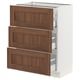 SEKTION / MAXIMERA Base cabinet with 3 drawers, white Enköping/brown walnut effect, 24x15x30 "