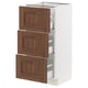 SEKTION / MAXIMERA Base cabinet with 3 drawers, white Enköping/brown walnut effect, 15x15x30 "