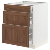 SEKTION / MAXIMERA Base cabinet with 3 drawers, white Enköping/brown walnut effect, 24x24x30 "