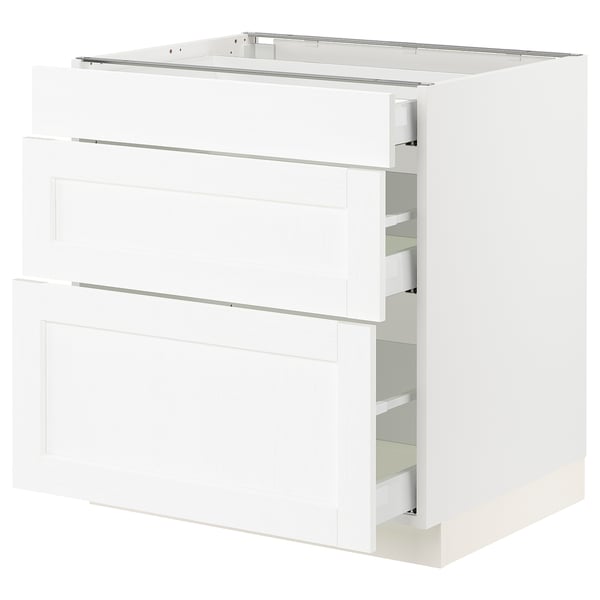 SEKTION / MAXIMERA Base cabinet with 3 drawers, white Enköping/white wood effect, 30x24x30 "