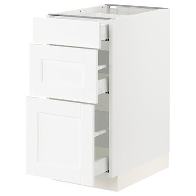 SEKTION / MAXIMERA Base cabinet with 3 drawers, white Enköping/white wood effect, 15x24x30 "