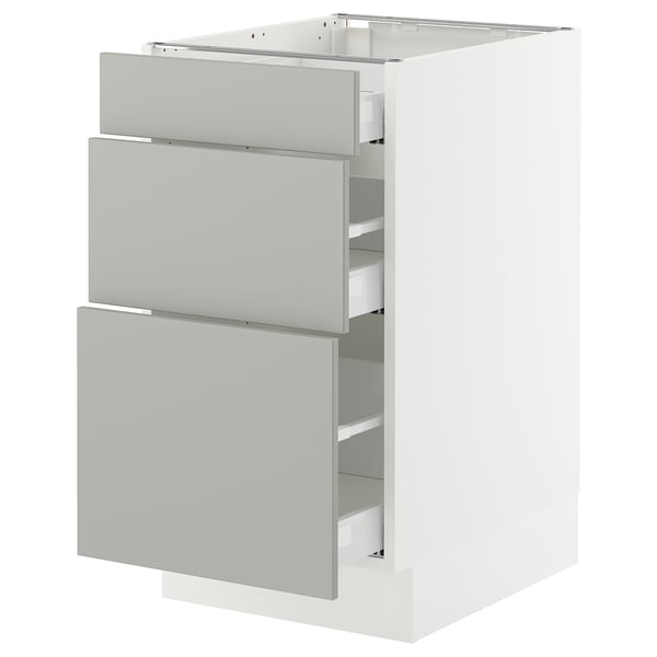 SEKTION / MAXIMERA Base cabinet with 3 drawers, white/Havstorp light gray, 18x24x30 "