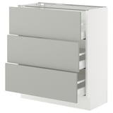 SEKTION / MAXIMERA Base cabinet with 3 drawers, white/Havstorp light gray, 30x15x30 "